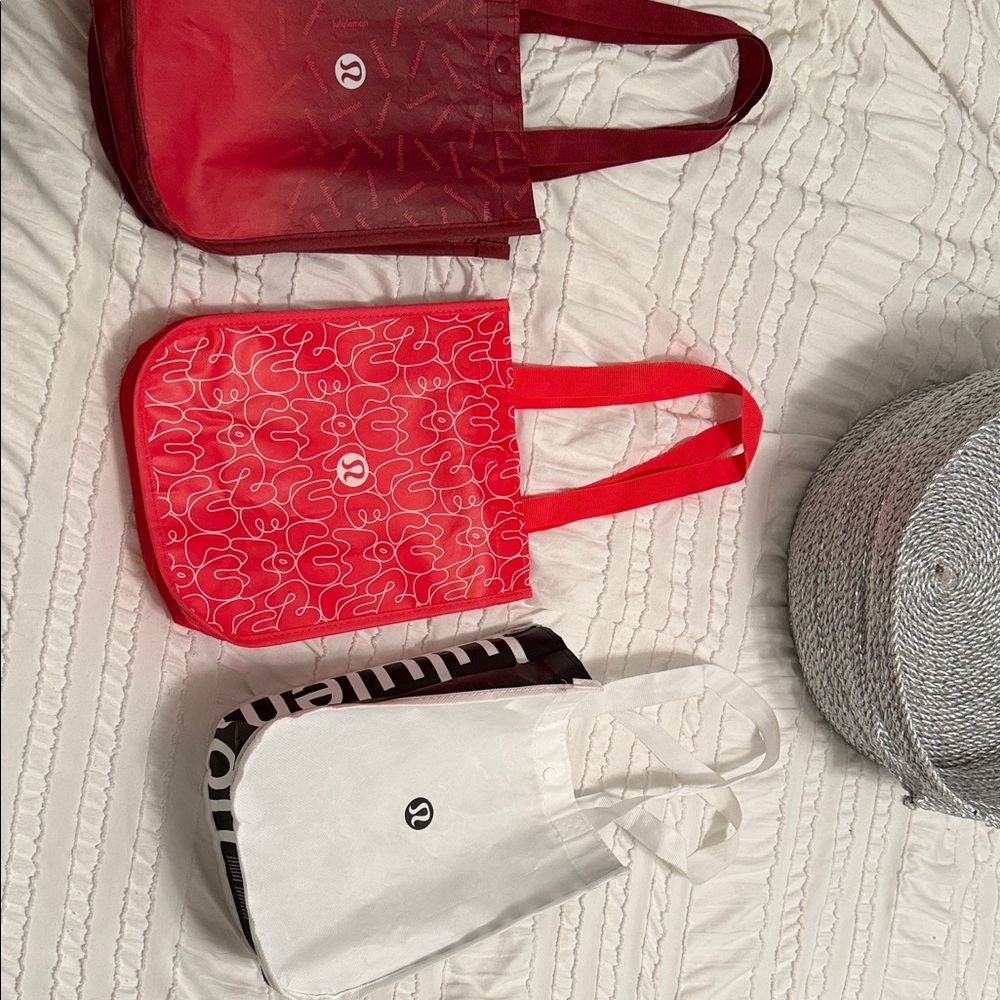 lululemon athletica Red and White Tote Trio